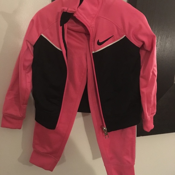 Pink and black Nike sweat suit little girls